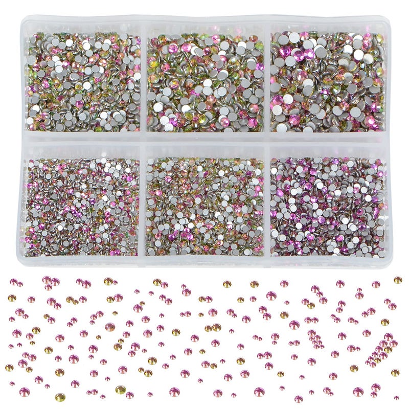 Bymitel 7200PCS Art Nail Rhinestones non Hotfix non-magnetic Glue Fix Round Crystals Glass Flatback for DIY Jewelry Making with one Picking Pen (6-Sizes 7200PCS  Golden Rose) - Image 4